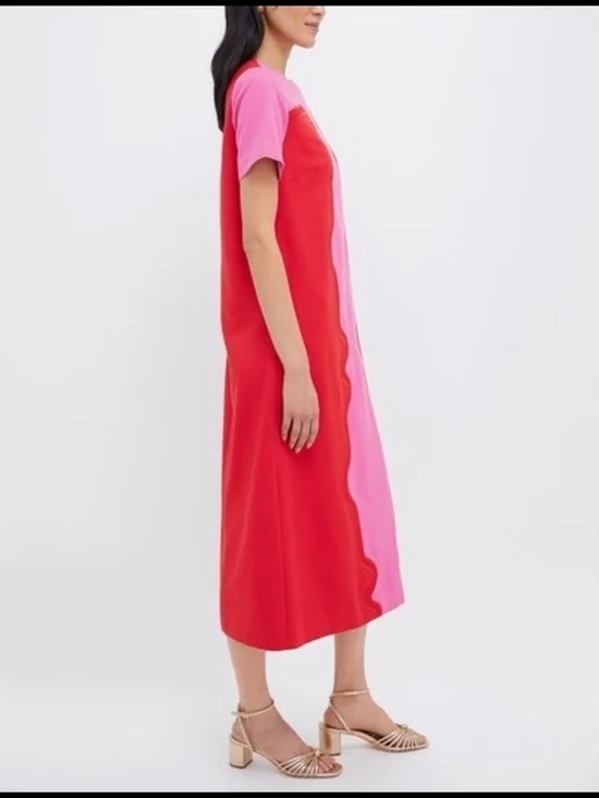 Tuckernuck Pink and Red Wave-Panel Midi Dress - XL - Picture 2 of 10
